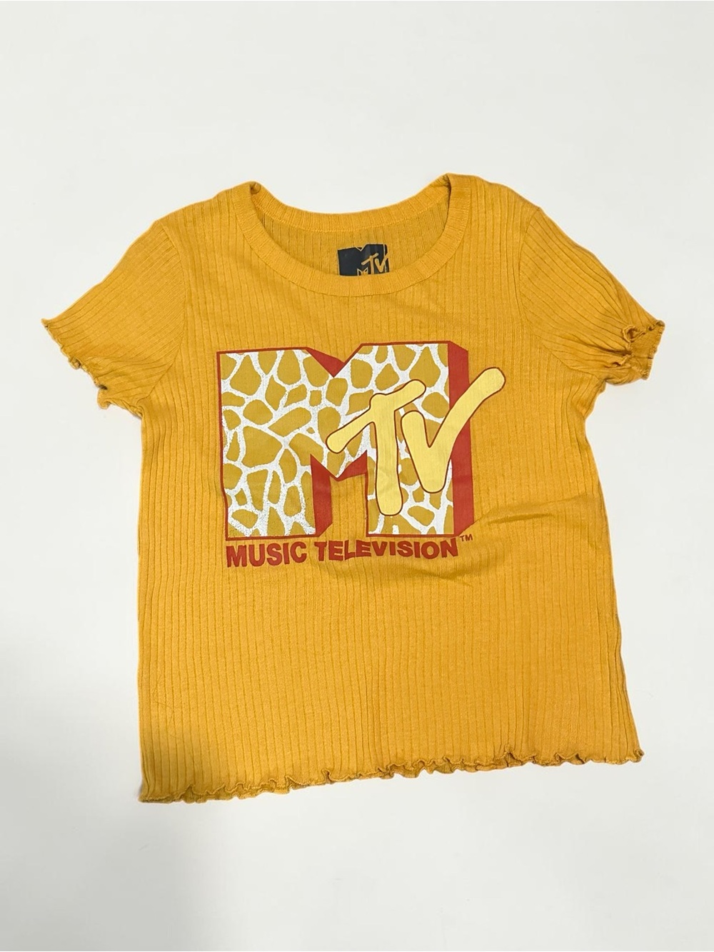 MTV Kids Mustard Yellow Ribbed Logo Tee